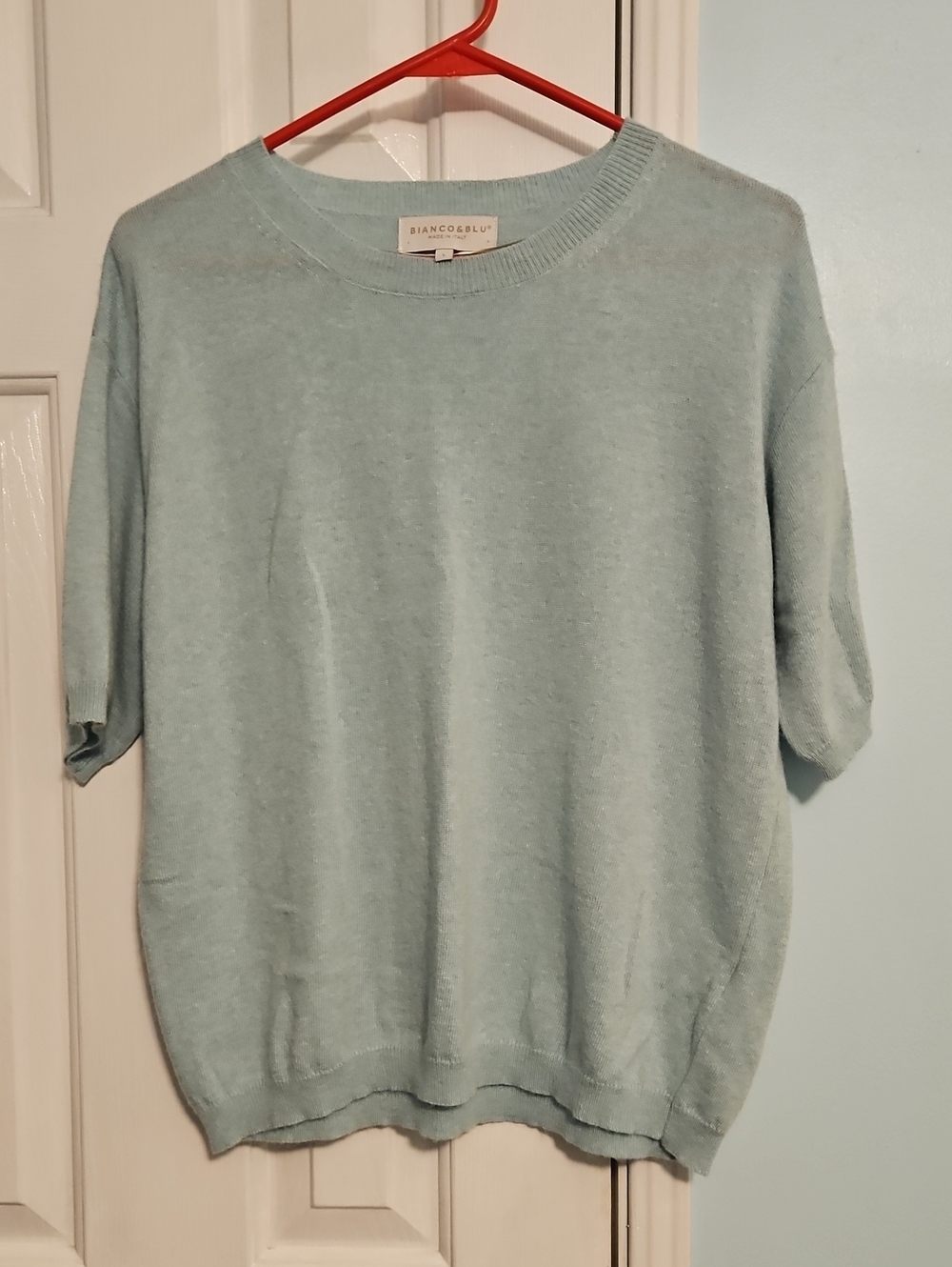 Bianco Blu Soft Mint Short Sleeve Sweater